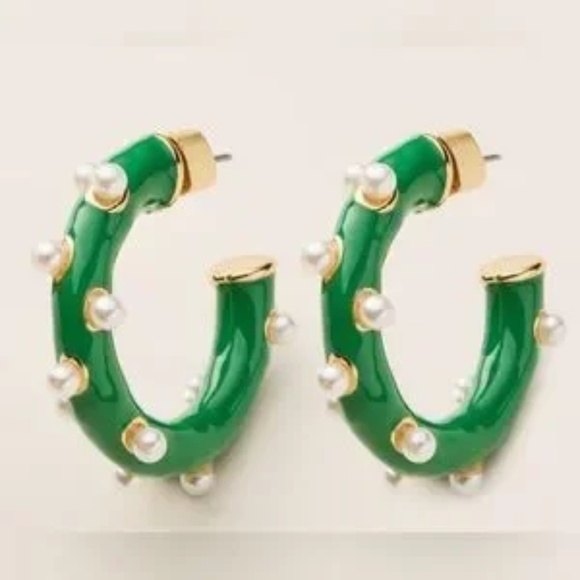 Limited Edition Pearl Polka Dot Hoop Earrings kate spade new york x Target Green - Picture 1 of 7